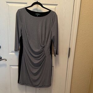 Lauren Ralph Lauren Black and White 3/4 Sleeve Houndstooth Dress